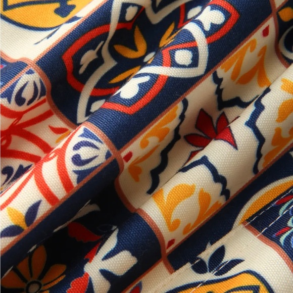 CIDER Retro 60s Patchwork Medallion Print Mod Mini A-Line Jumper Dress S - Picture 10 of 12